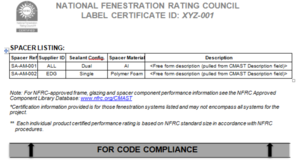 NFRC Label Certificate Example Page 3