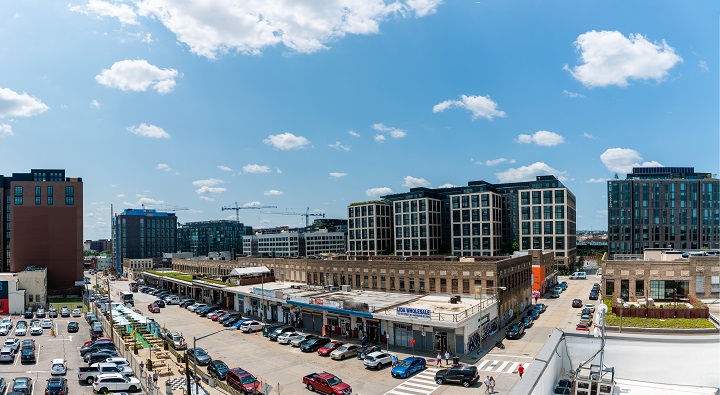 Rooftop view of business and residential area in Northeast DC